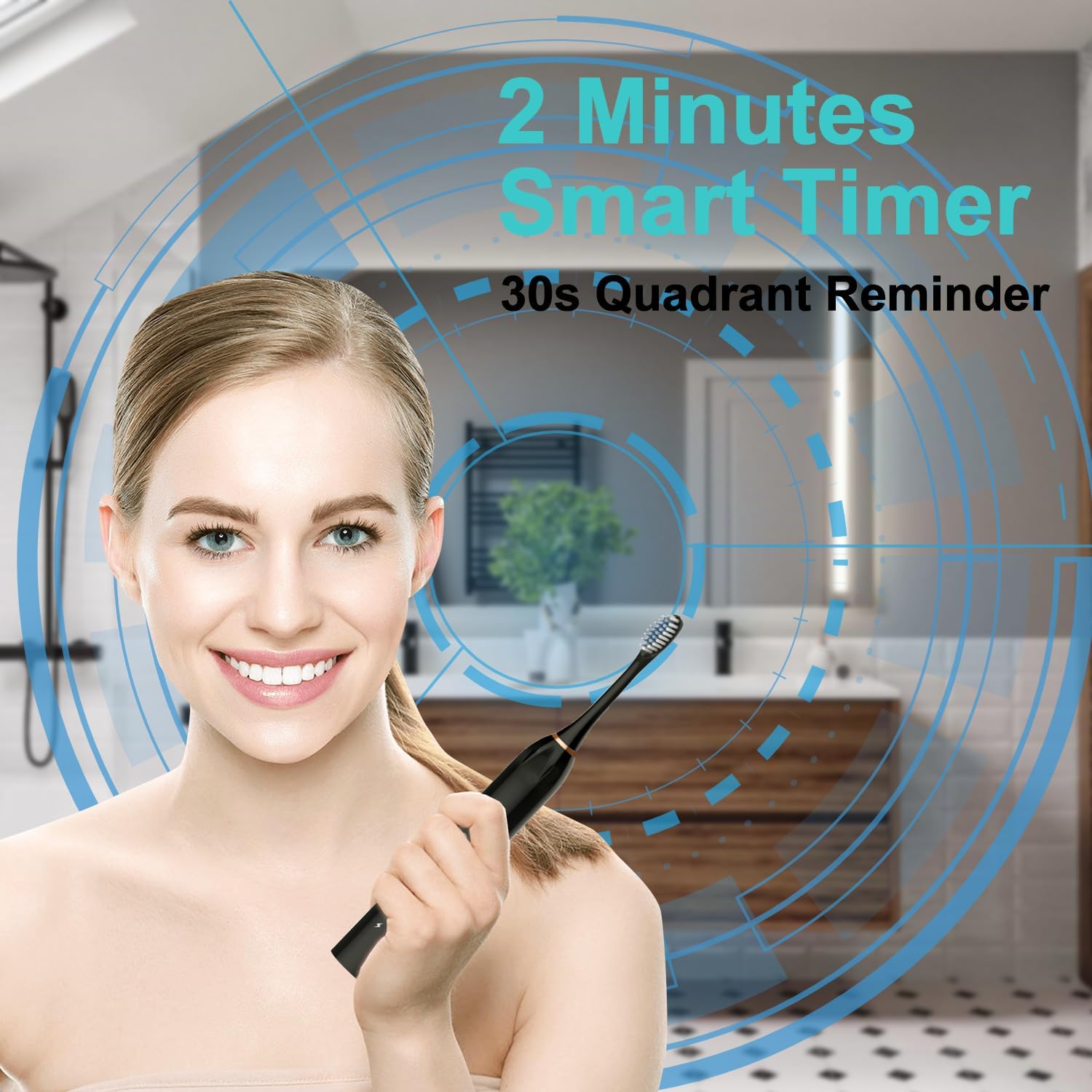 3 Pack Electric Toothbrush with 6 Modes, Rechargeable Toothbrushes with 12 Brush Head, Fast Charge 2 Min and 30s Timer Toothbrush