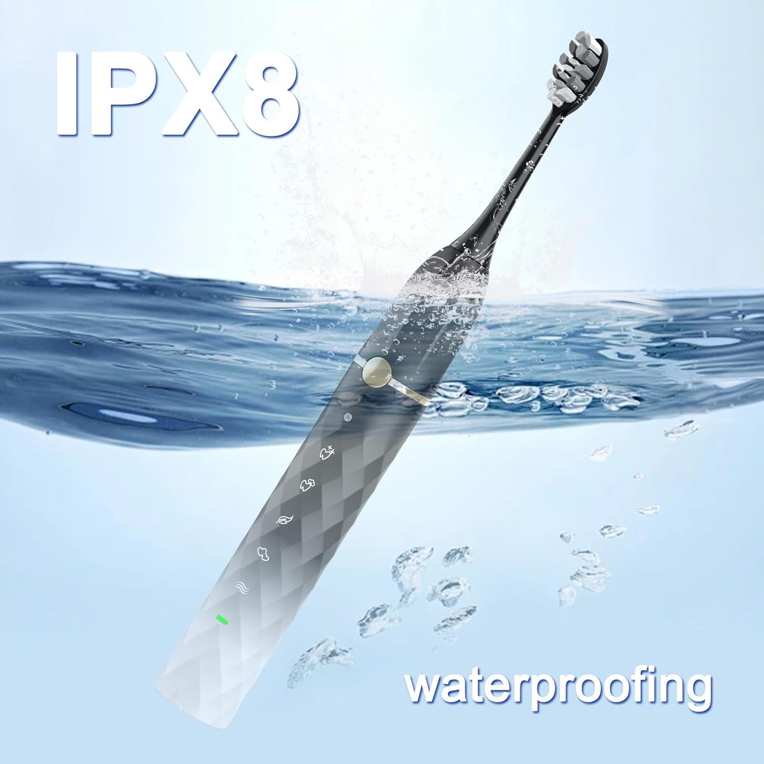 Sonic Electric Toothbrush Set, Equipped with 10 Brush Heads and Travel Case, IPX8 Waterproof, 2-Minute Timer, 42000 High-Frequency Vibrations, 5 Modes, The First Choice for Gift Giving, Black White