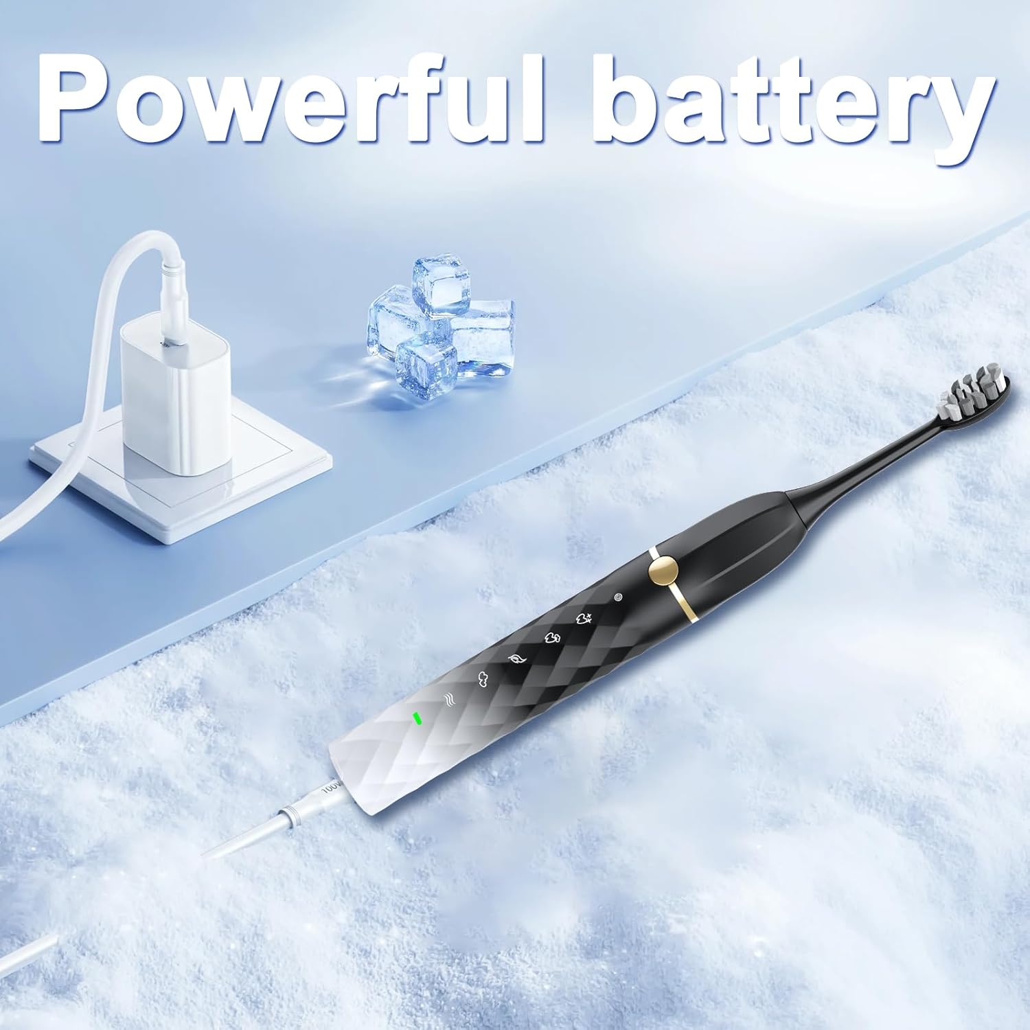 Sonic Electric Toothbrush Set, Equipped with 10 Brush Heads and Travel Case, IPX8 Waterproof, 2-Minute Timer, 42000 High-Frequency Vibrations, 5 Modes, The First Choice for Gift Giving, Black White