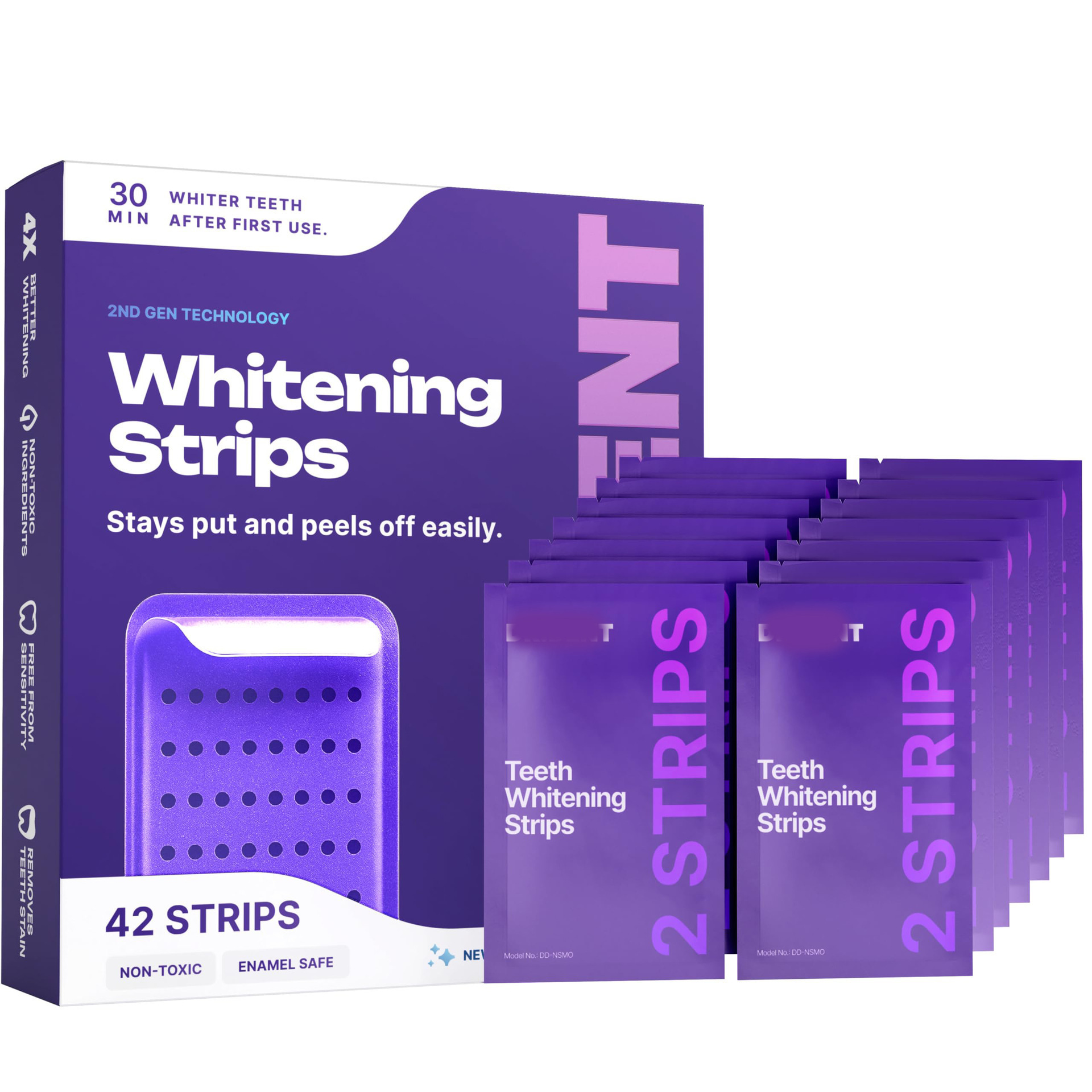 DRDENT Purple Teeth Whitening Strips  - Safe for Enamel - Non Sensitive Teeth Whitening - Whitening Without Any Harm