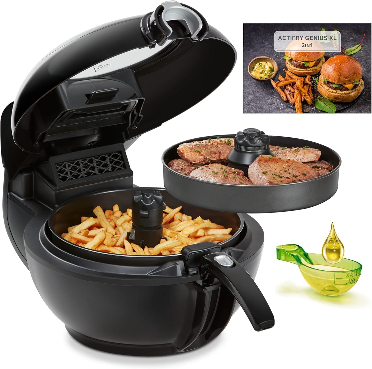 Freidora sin aceite Tefal ActiFry Genius YV9708 1,7 kg 1500 W Dual Motion 9 programas negro-Bamboogoio