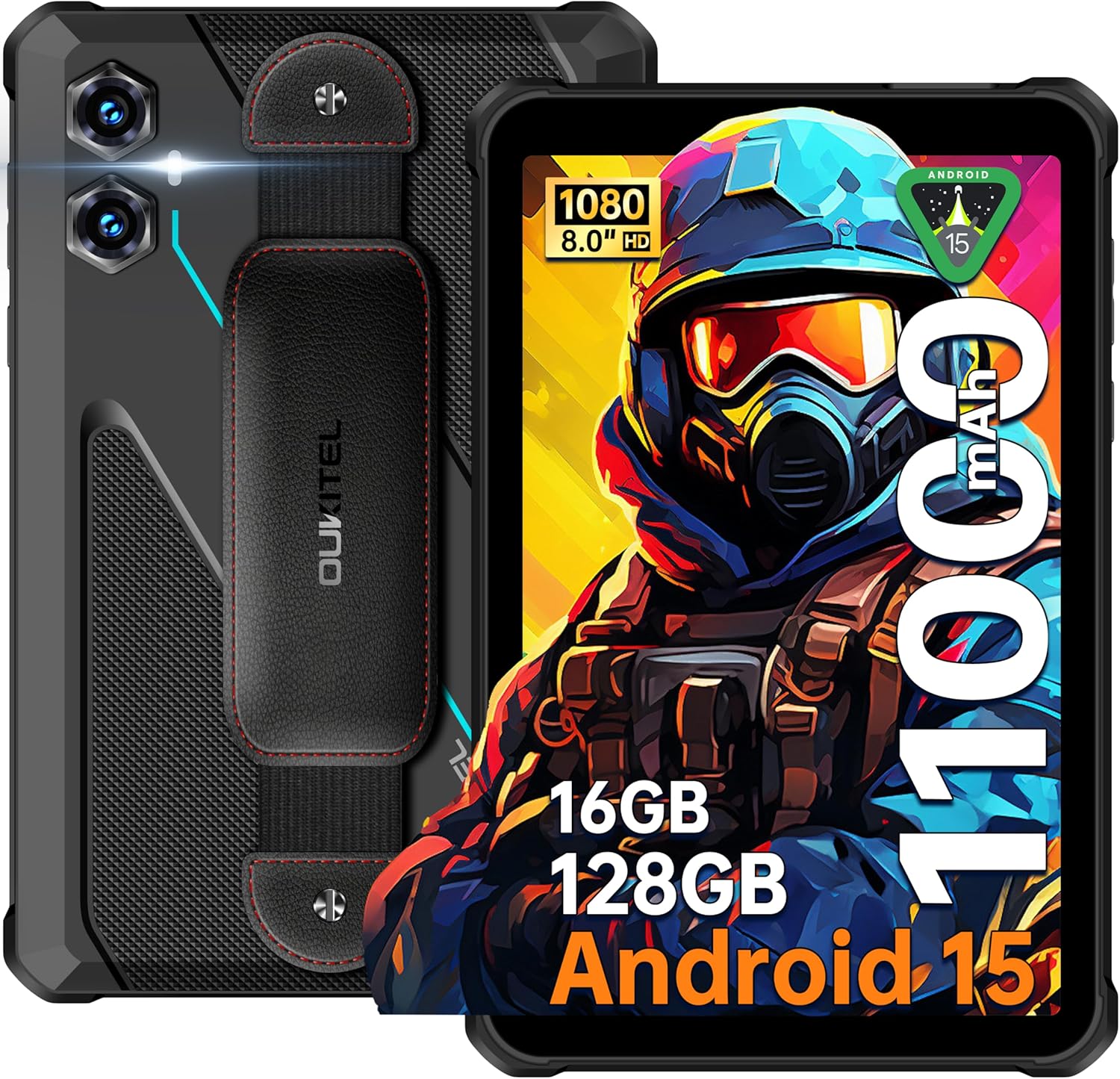 Tablet rugerizada OUKITEL RT3 Plus 8 pulgadas Android 15 16 GB RAM 128 GB 4G azul-Bamboogoio