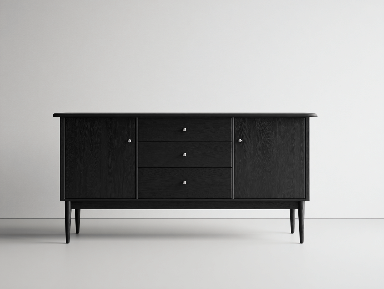 Mueble recibidor madera 160x40x80 cm negro estilo moderno funcional-Bamboogoio