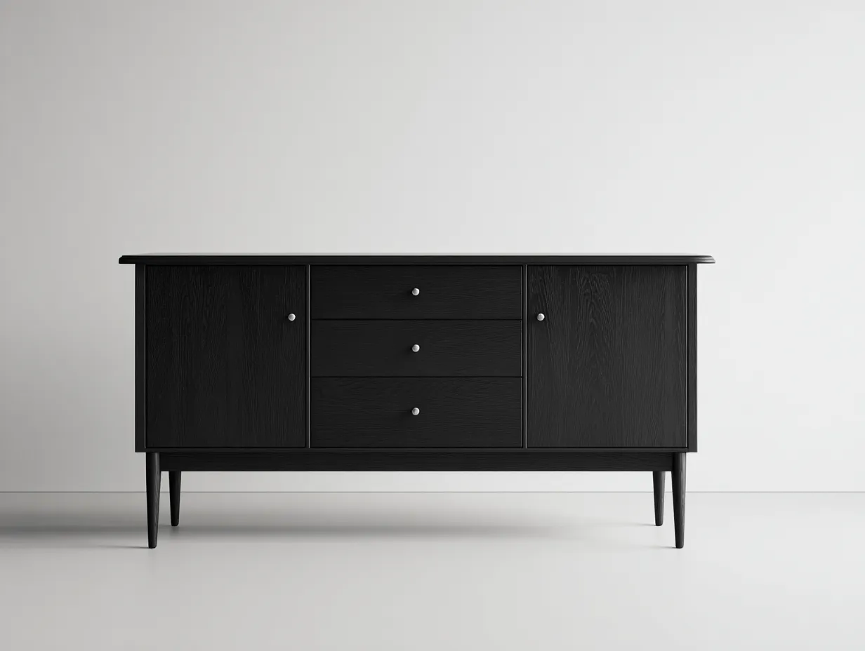 Mueble recibidor madera 160x40x80 cm negro estilo moderno funcional-Bamboogoio
