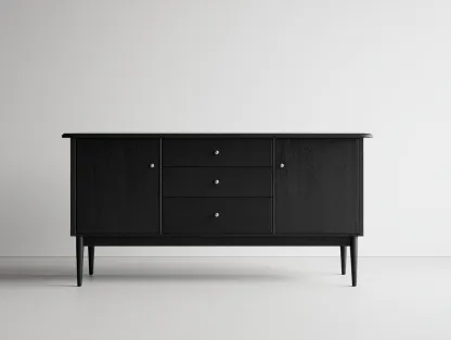 Mueble recibidor madera 160x40x80 cm negro estilo moderno funcional-Bamboogoio