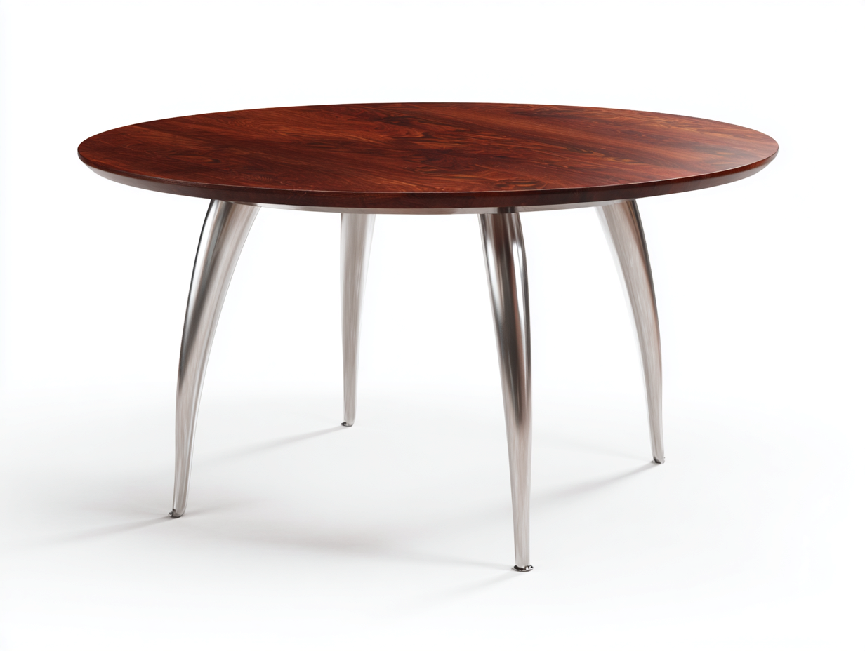 Table à manger ronde bois massif 120x120x75 cm - marron - style contemporain pour salle à manger
