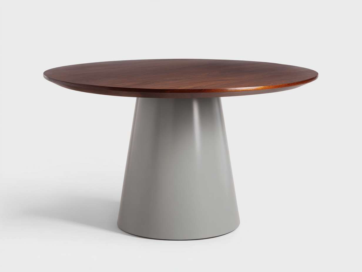 Table à manger ronde bois massif 140x140x75 cm - marron foncé/gris - style contemporain pour salle à manger