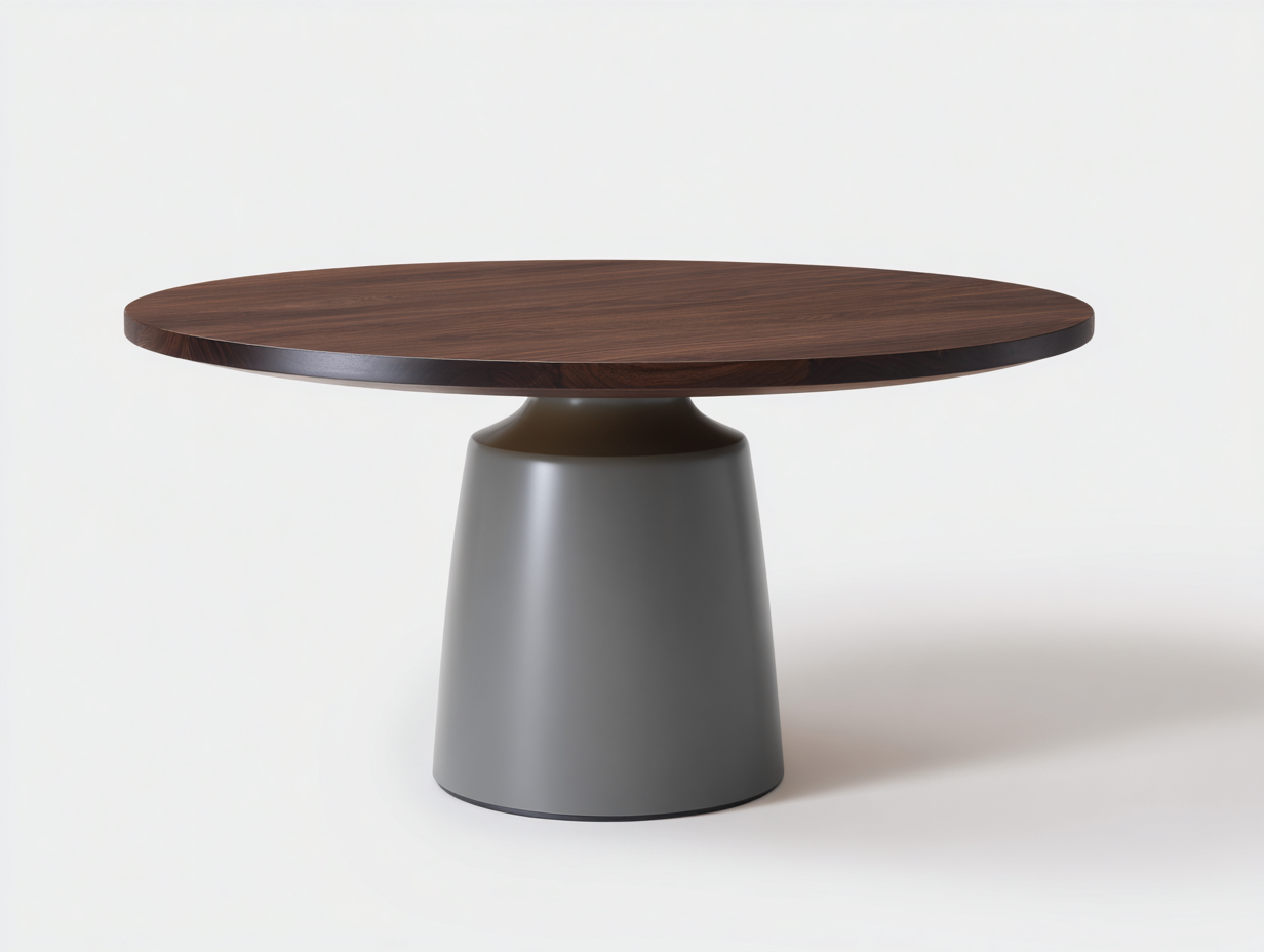 Table à manger ronde bois massif 130x130x75 cm - marron foncé/gris - style contemporain pour salle à manger