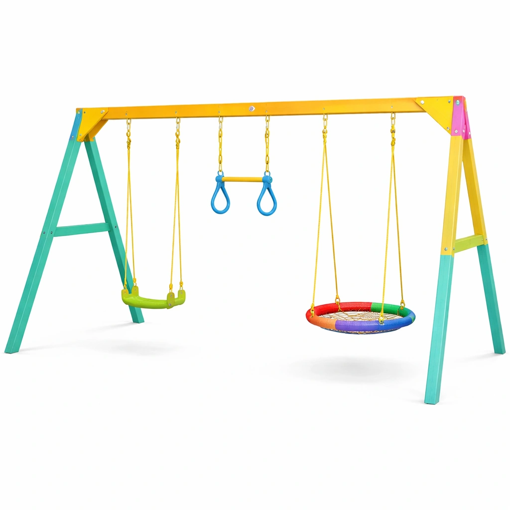 Portique balan?oires mtal multicolore avec sige nid-xenqira