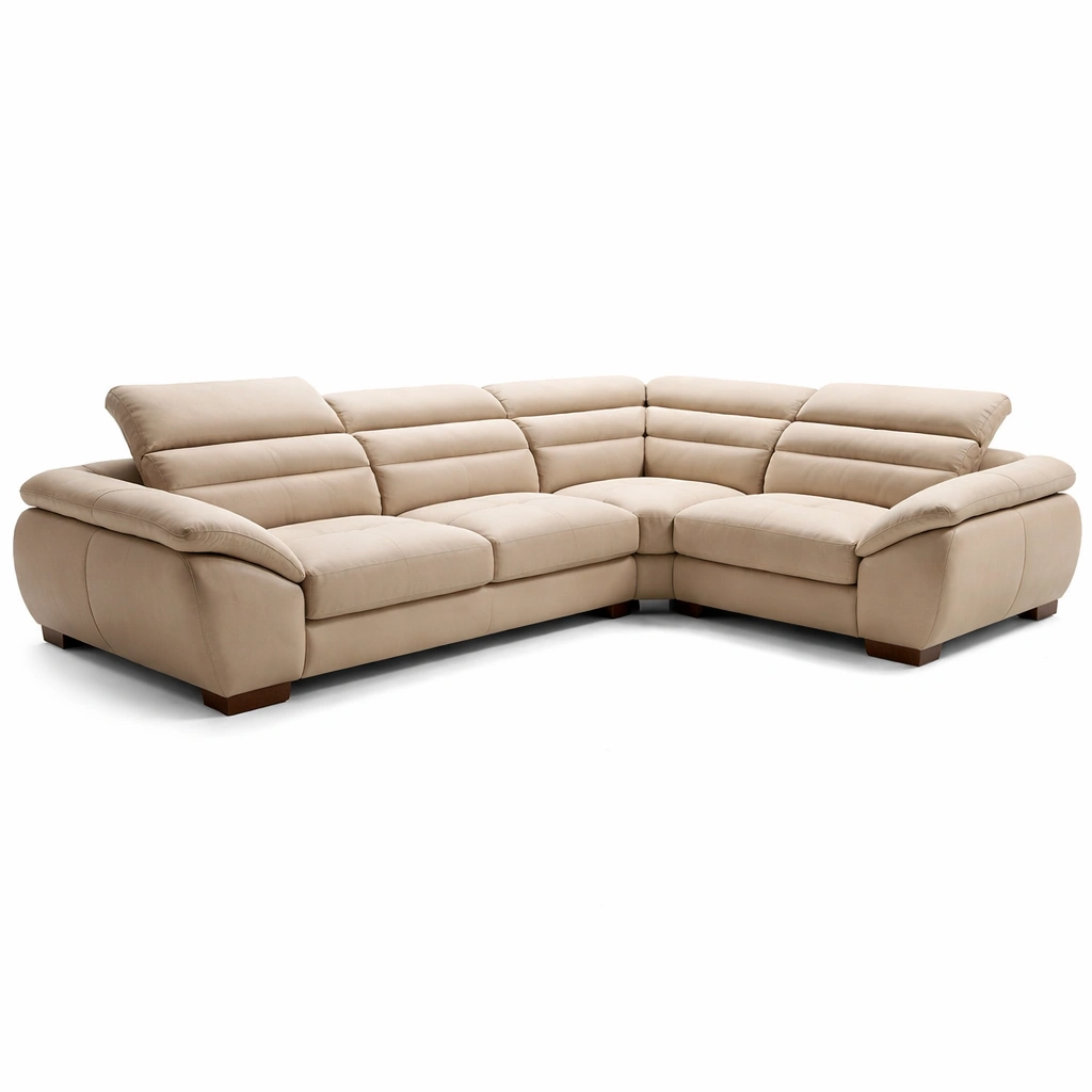 Canap angle tissu beige grande capacit avec coussins-xenqira