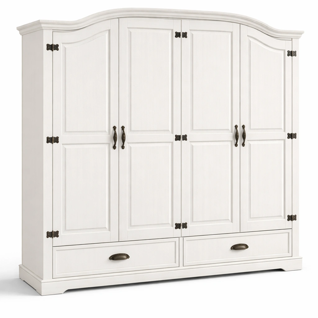 Armoire bois classique avec portes battantes et tiroirs-zenvaryn