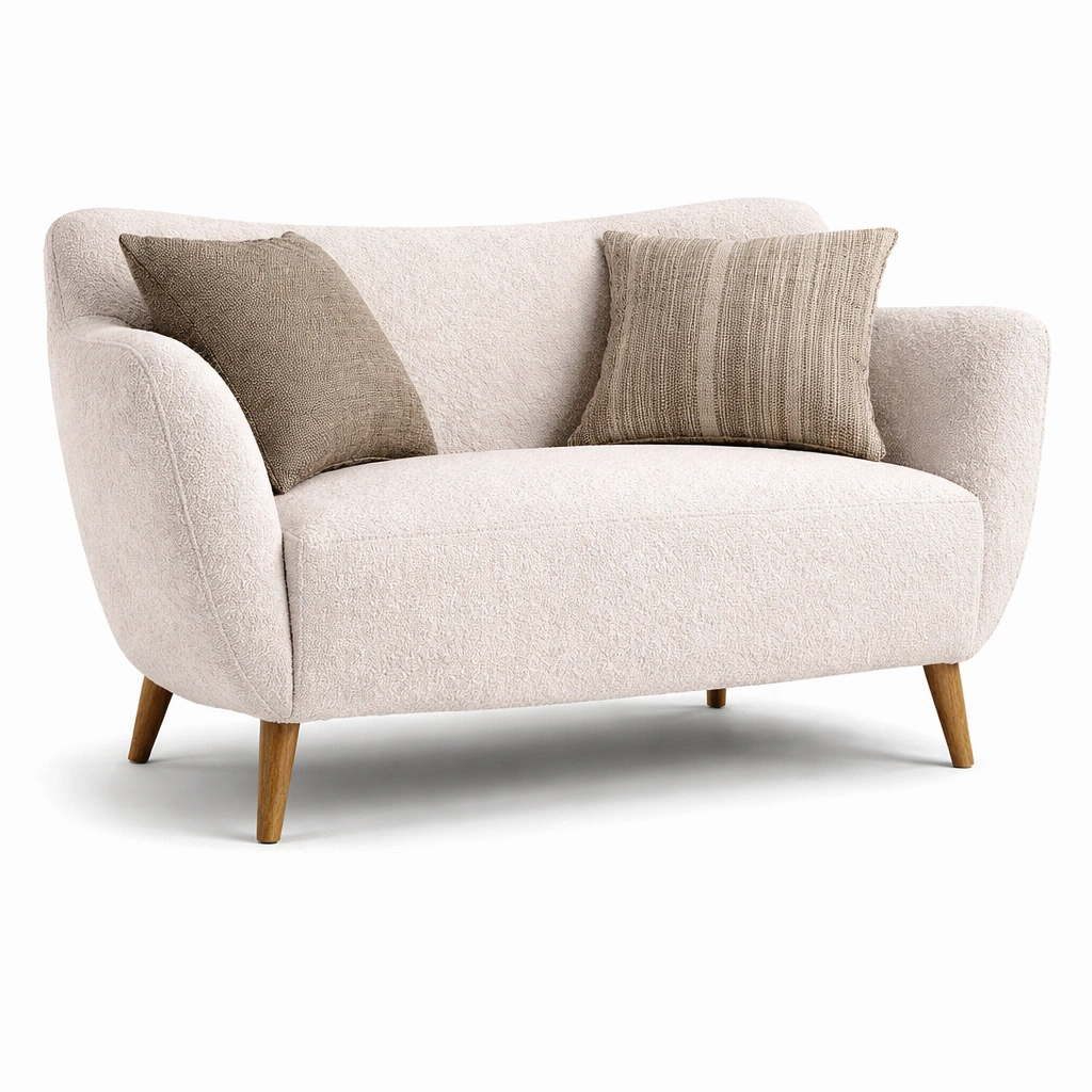 Canap compact tissu avec coussins et pieds bois-zenvaryn