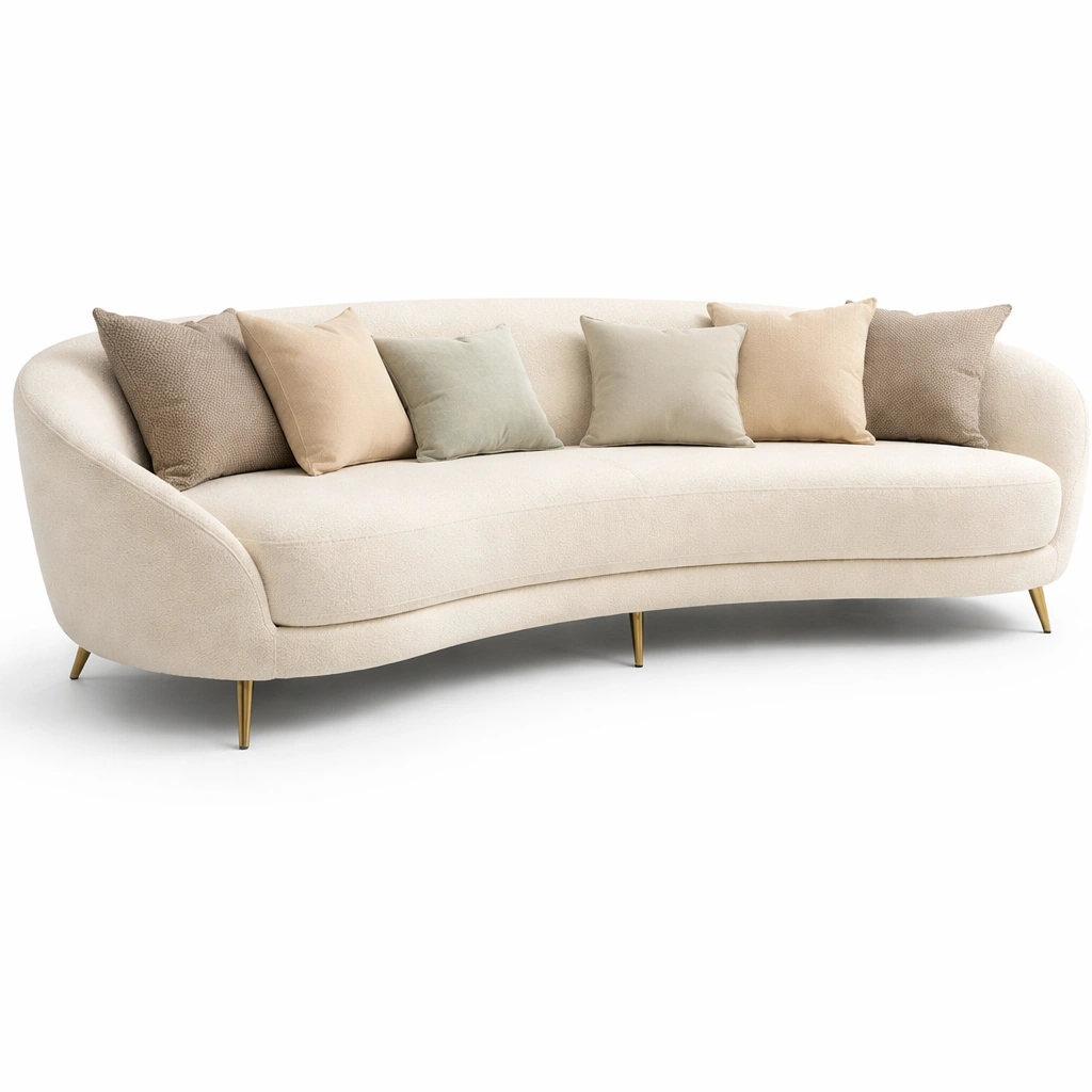 Canap moderne tissu avec forme courbe et pieds mtal-zenvaryn