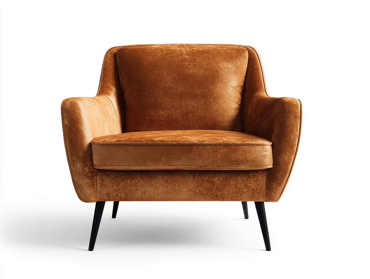 Fauteuil en tissu 82x82x88 cm - marron caramel - assise rembourrée