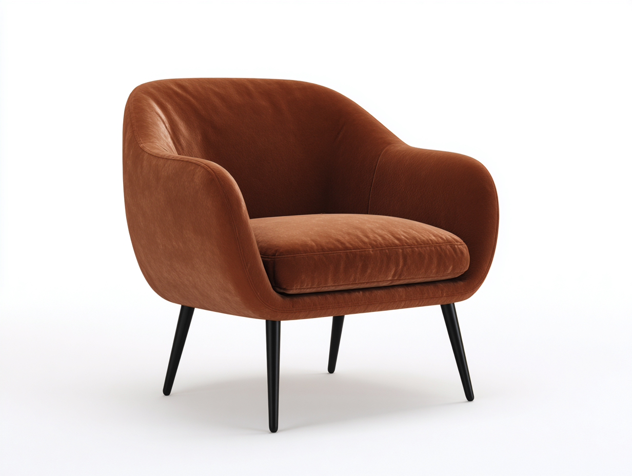 Fauteuil en tissu 80x78x85 cm - marron chocolat - assise enveloppante