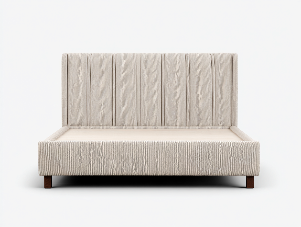 Lit double en tissu 210x170x95 cm - beige clair - structure rembourrée