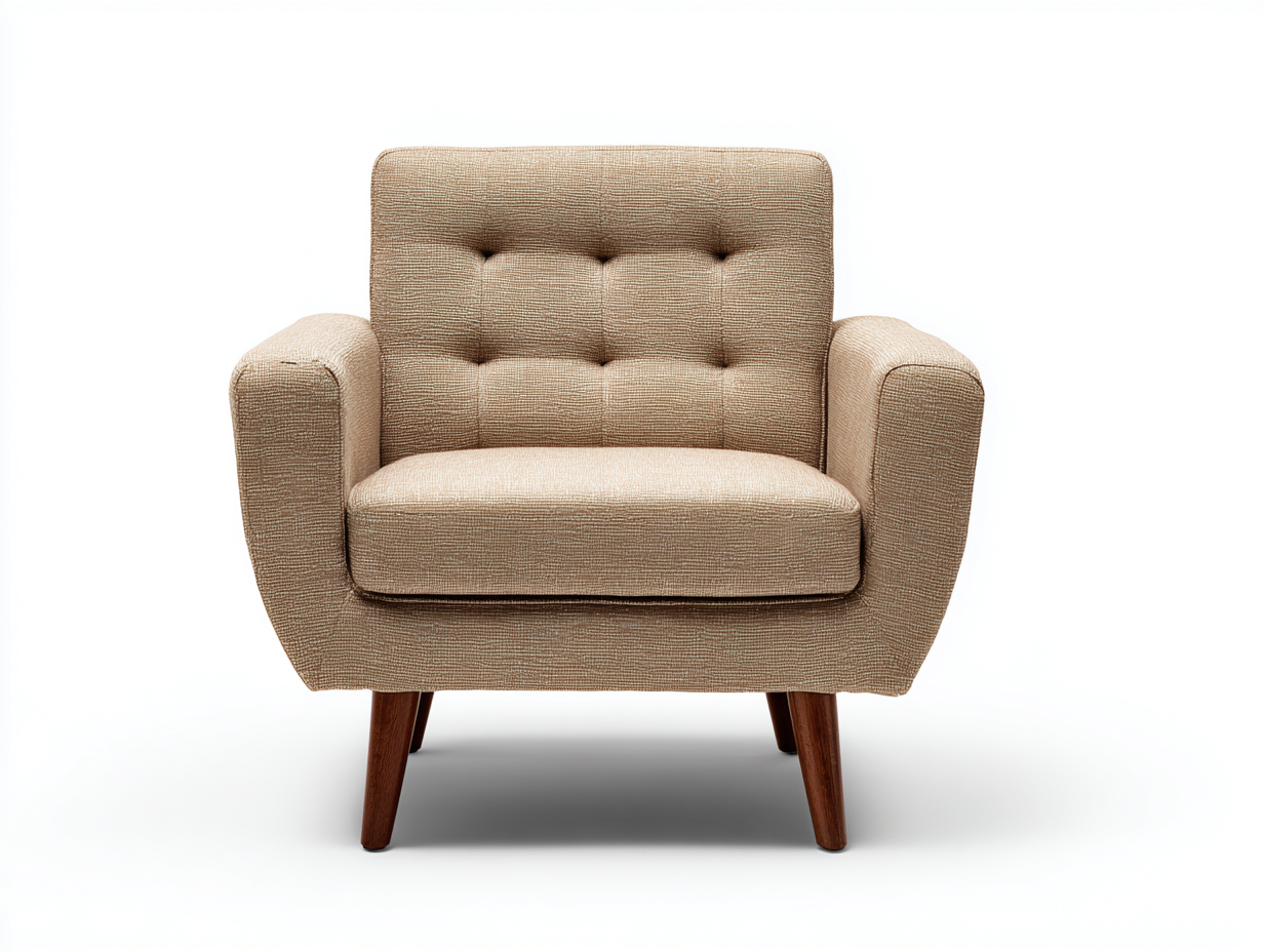 Fauteuil en tissu 80x80x88 cm - beige naturel - dossier capitonné