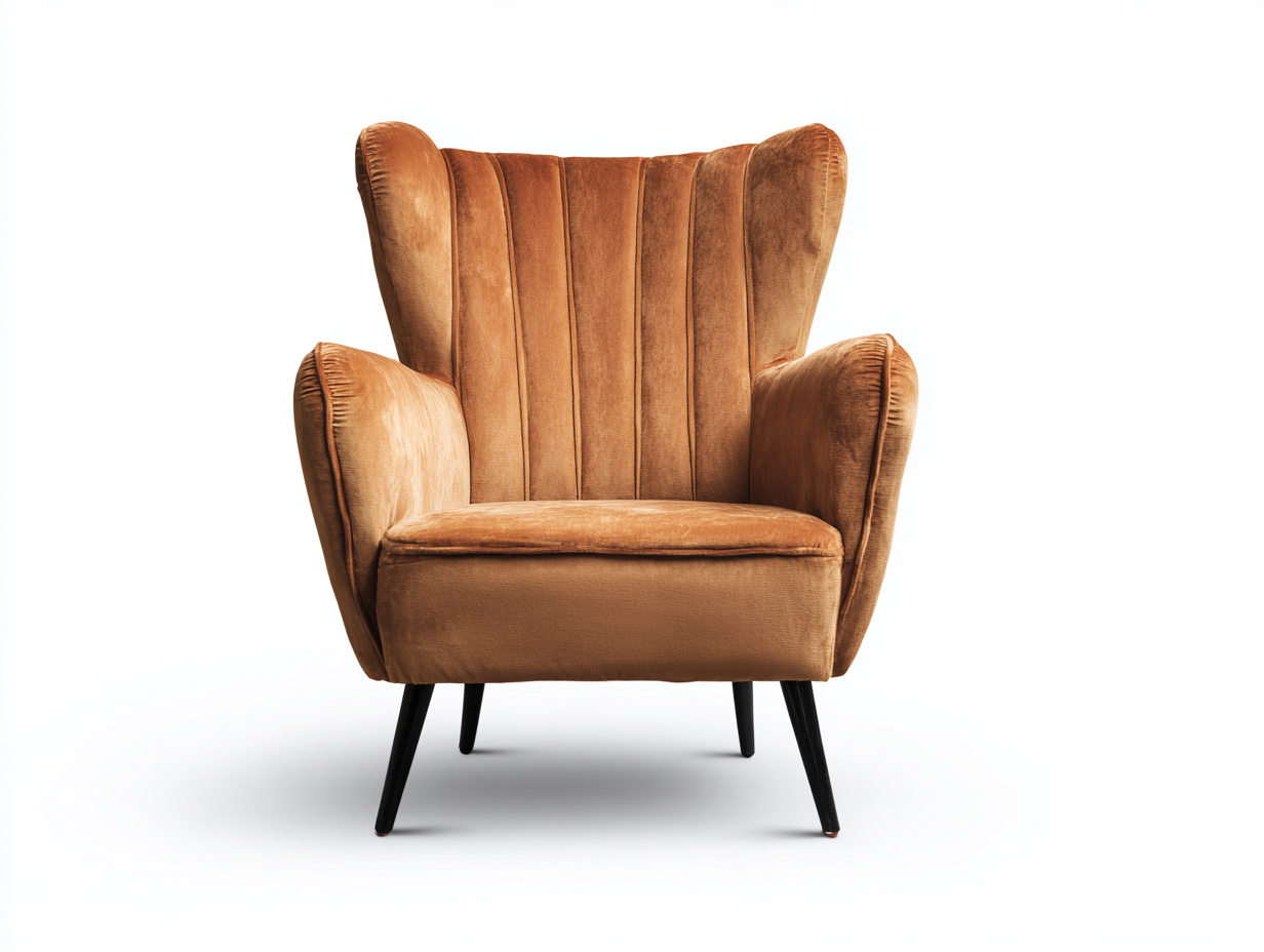 Fauteuil en tissu 85x85x92 cm - marron chaud - dossier enveloppant