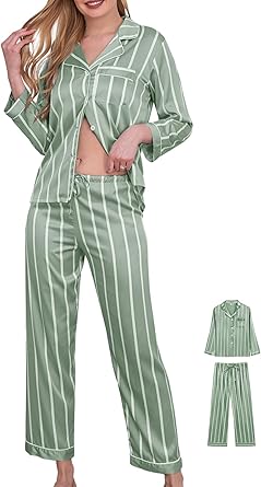 Womens Pajama Sets Button Down Sleepwear Loungewear XS~3XL