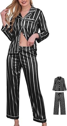 Womens Pajama Sets Button Down Sleepwear Loungewear XS~3XL