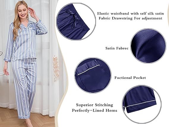 Womens Pajama Sets Button Down Sleepwear Loungewear XS~3XL