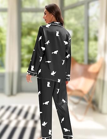 Womens Pajama Sets Button Down Sleepwear Loungewear XS~3XL