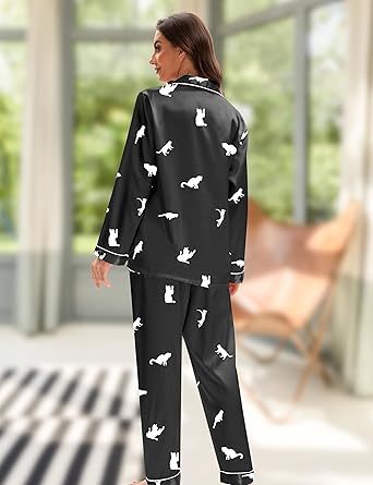 Womens Pajama Sets Button Down Sleepwear Loungewear XS~3XL