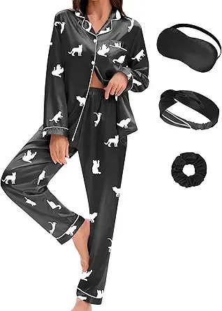 Womens Pajama Sets Button Down Sleepwear Loungewear XS~3XL