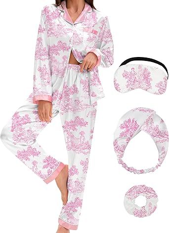 Womens Pajama Sets Button Down Sleepwear Loungewear XS~3XL