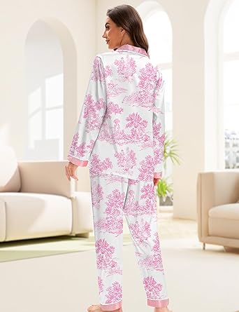 Womens Pajama Sets Button Down Sleepwear Loungewear XS~3XL