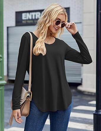 Womens Long Sleeve Tops 2026 V Neck Pleated Shirts Dressy Casual Tunic Blouses Loose Fit Fall Fashion Clothes