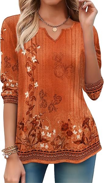 Womens Long Sleeve Tops 2026 V Neck Pleated Shirts Dressy Casual Tunic Blouses Loose Fit Fall Fashion Clothes