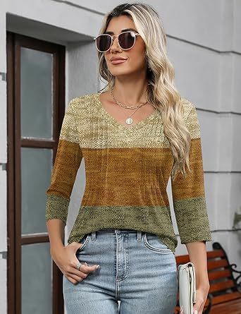 Womens Long Sleeve Tops 2026 V Neck Pleated Shirts Dressy Casual Tunic Blouses Loose Fit Fall Fashion Clothes
