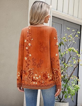 Womens Long Sleeve Tops 2026 V Neck Pleated Shirts Dressy Casual Tunic Blouses Loose Fit Fall Fashion Clothes