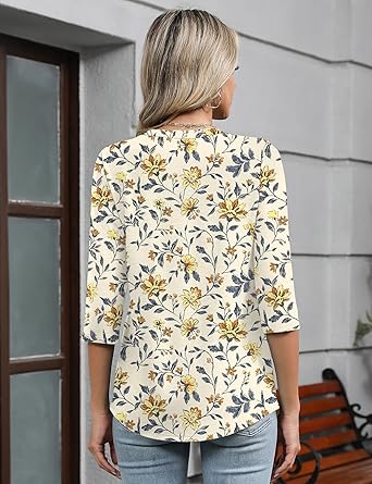 Womens Long Sleeve Tops 2026 V Neck Pleated Shirts Dressy Casual Tunic Blouses Loose Fit Fall Fashion Clothes