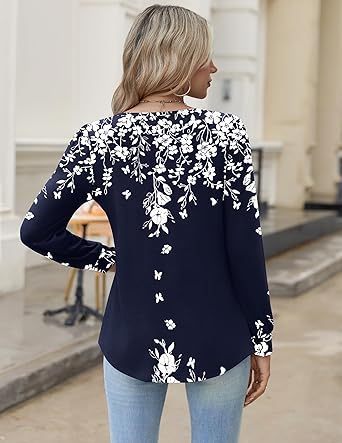 Womens Long Sleeve Tops 2026 V Neck Pleated Shirts Dressy Casual Tunic Blouses Loose Fit Fall Fashion Clothes