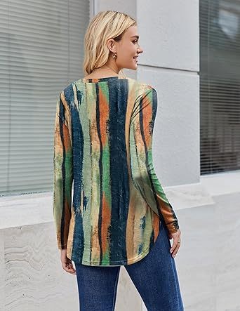 Womens Long Sleeve Tops 2026 V Neck Pleated Shirts Dressy Casual Tunic Blouses Loose Fit Fall Fashion Clothes