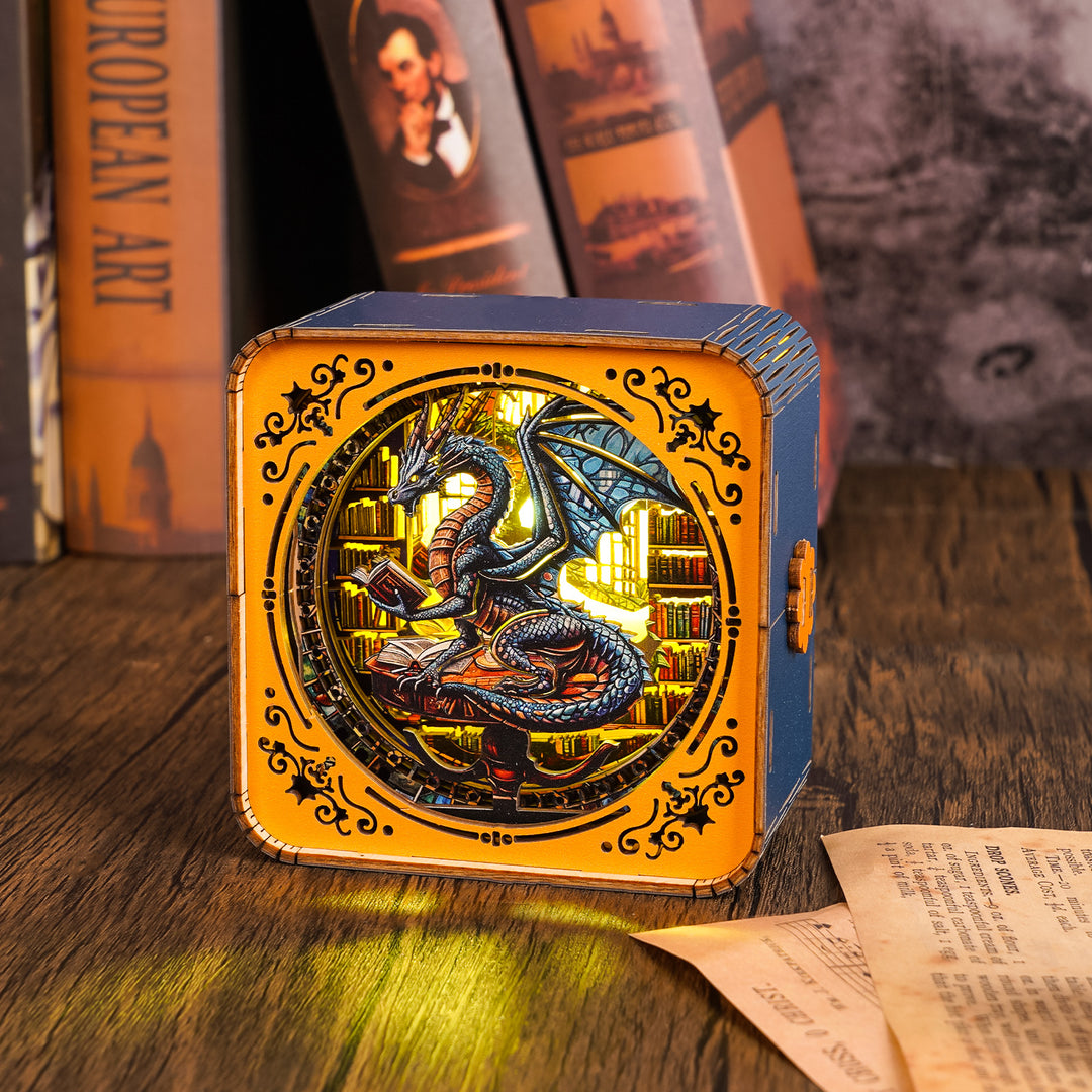 Library Dragon 3D Wooden Puzzle Night Light