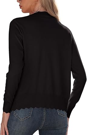 Women's Long Sleeve V-Neck Button Down Cardigan Knit Shrugs Sweater