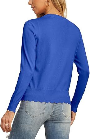 Women's Long Sleeve V-Neck Button Down Cardigan Knit Shrugs Sweater