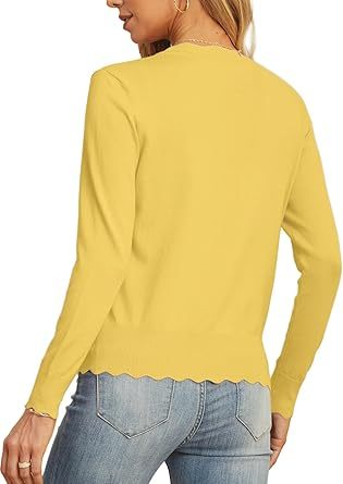 Women's Long Sleeve V-Neck Button Down Cardigan Knit Shrugs Sweater