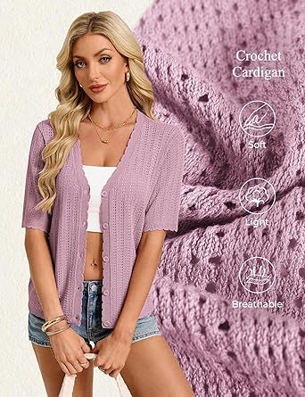Women's Long Sleeve V-Neck Button Down Cardigan Knit Shrugs Sweater