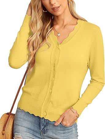 Women's Long Sleeve V-Neck Button Down Cardigan Knit Shrugs Sweater