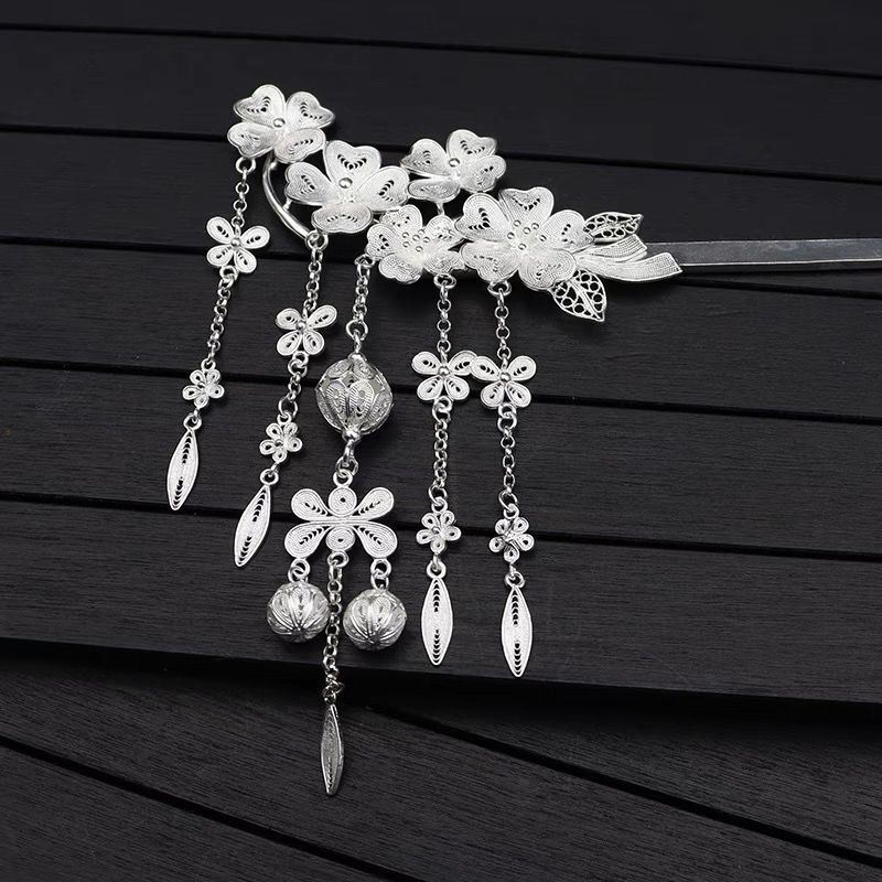 S999 foot silver hairpin