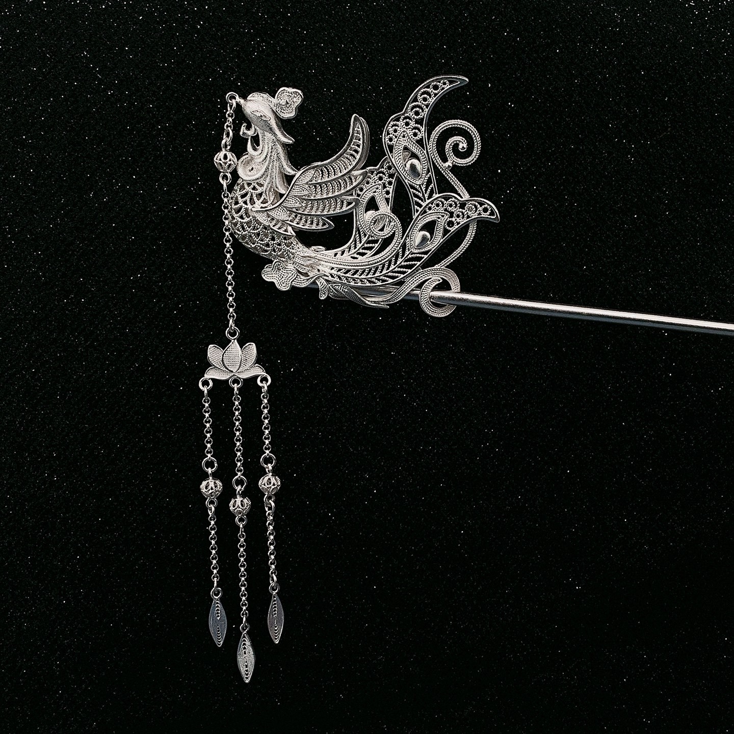 S999 foot silver hairpin