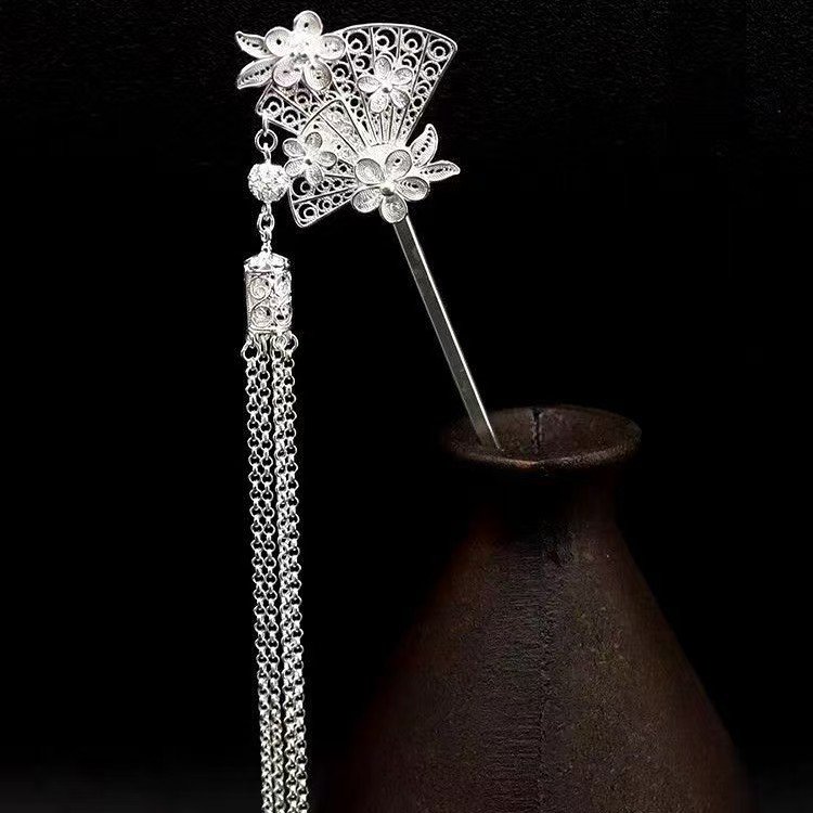 S999 foot silver hairpin