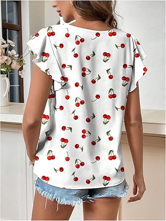Women's Tops Summer Short Sleeve Crew Neck Shirts Dressy Casual Blouses for Women S-3XL 