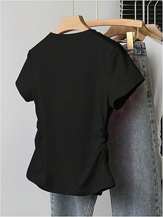 Women's Tops Summer Short Sleeve Crew Neck Shirts Dressy Casual Blouses for Women S-3XL 