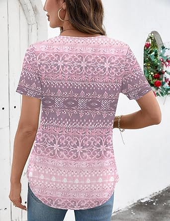 Women's Tops Summer Short Sleeve Crew Neck Shirts Dressy Casual Blouses for Women S-3XL 