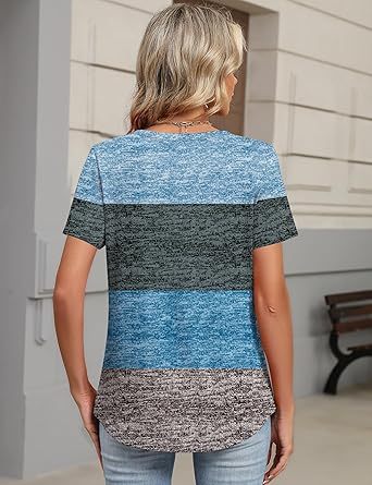 Women's Tops Summer Short Sleeve Crew Neck Shirts Dressy Casual Blouses for Women S-3XL 